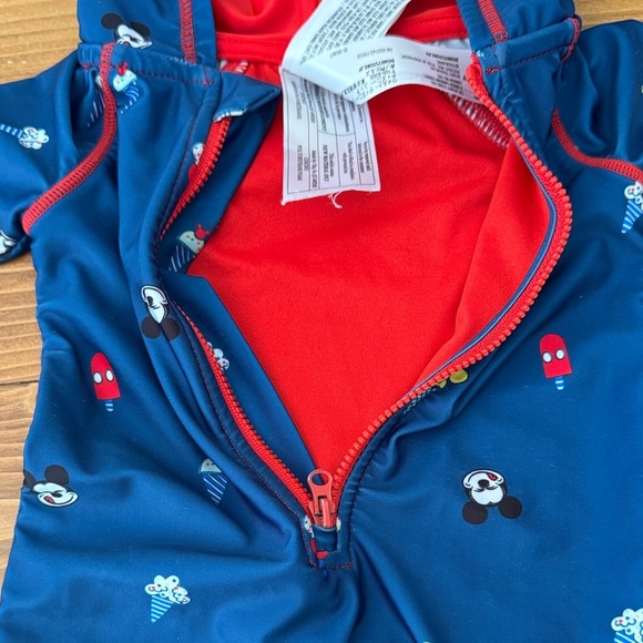 Disney Blue and Red Hooded One Piece Mickey Mouse infant - Picture 6 of 8